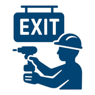 icon exit sign installation services in this color 002d74